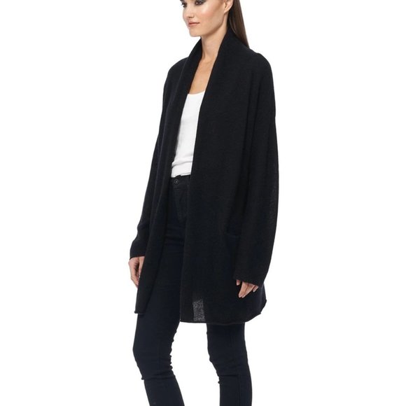 Black Lightening Bolt Cashmere Cardigan from 360 Cashmere - Picture 5 of 8